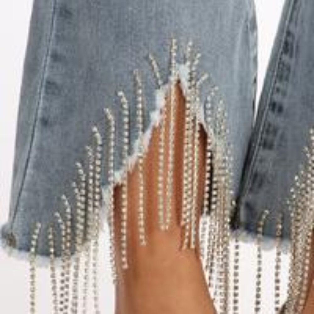 Denim Couture Jeans with Rhinestones